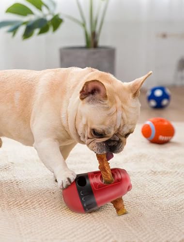 Remedare Bully Stick Halter für Hunde Leckerlihalter Futterspender Spielzeug für 4.5-25 kg Hunde Verhindern Ersticken Sicherheitsvorrichtung, Rot