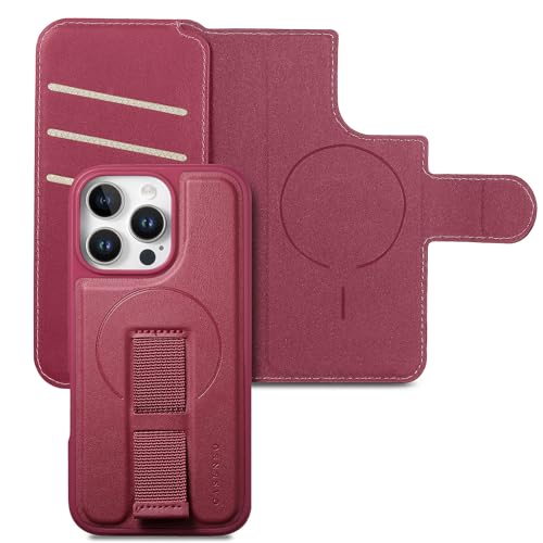 Coque iPhone 16 Pro blocage RFID et étui à rabat antichoc rouge