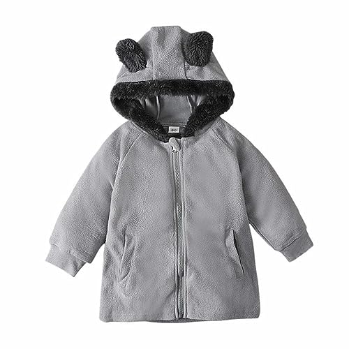 Boys Girls Fleece Jacket Full Zip Sherpa Fleece Hooded Sweatshirt Jacket Long Winter Coat Toddler Baby Bear Ears Hoodie