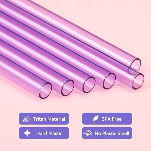 Image of Purple Straw For Stanley, 12 inch Long Replacement Straws for Stanley 40 oz 30 oz Tumbler,Reusable Tritan BPA Free Also Fit Simple Modern, Owala 40oz / 30oz Tumblers and Big Size Cups (Light Purple)