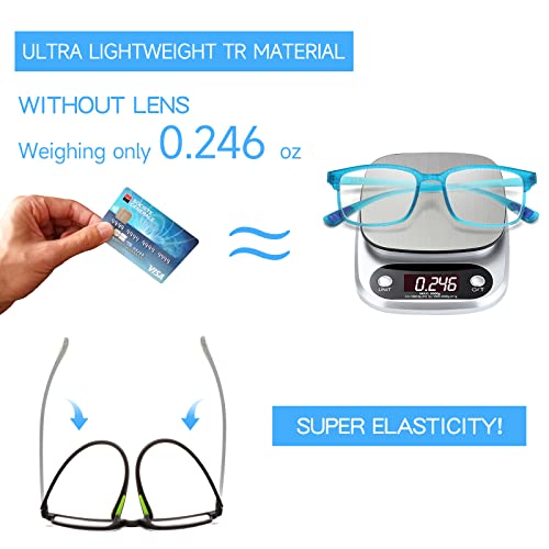 Image of CARA 2 Pack Progressive Multifocus Reading Glasses for Men, Women Premium TR90 Frame Blue Light Blocking Computer Readers, 3ft Range Workspace (Top is not 0), 2.5 Brown