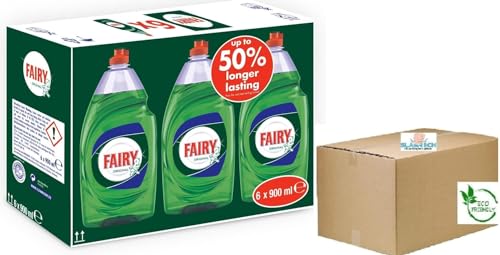 Fairy Original Washing Up Liquid - Lasts 50% Longer - New And Improved Formula - (6x900ml) Boxed Slamtech