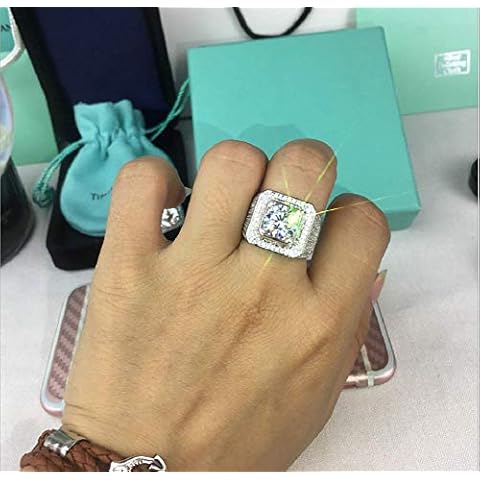 Wenbin Men's Zircon Ring in Sterling Silver Cut Square 5A Zircon Engagement Ring Full diamond engagement wedding ring Size6-10 US 6 Cover