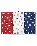 Golf Towel for Golf Bags with Heavy Duty Carabiner Clip American Stars on Red White Blue Microfiber
