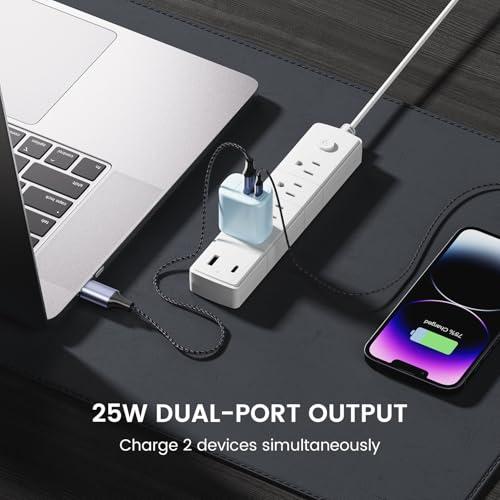 Image of DeperAI 25W 2-in-1 Fast Charger[MFi-Certified], Compatible with iPhone, Samsung, Realme, Redmi, Android, Oppo, Vivo, iPad, and Others, Wall Adapter GaN III PD3.0 Charger, Supports UFCS, Wrap (Blue)