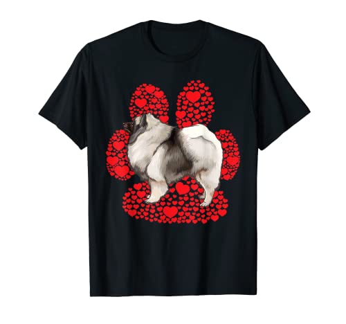 Keeshond Valentines Day Dog Love Paw T-Shirt