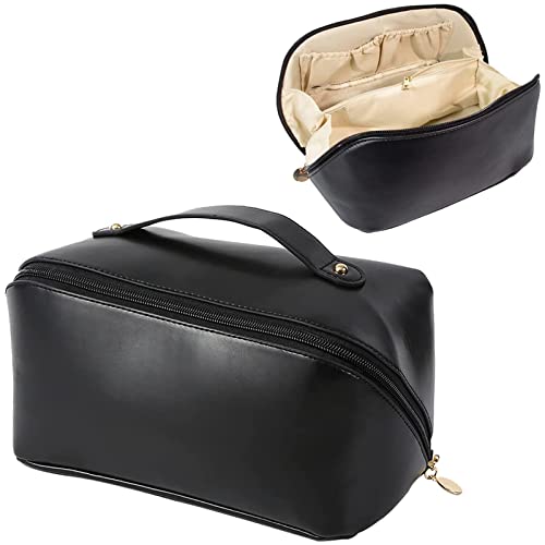 Neceser de Viaje para Maquillaje, Portátil Bolsa de Maquillaje de Viaje, Neceser Maquillaje Impermeable,Bolsa de Cosméticos Grande Organizador para Mujeres y Niñas Bolsa multifunción con asa (Negro) Cover