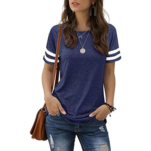 Aokosor Women's Striped Sleeve Summer Tee Cover