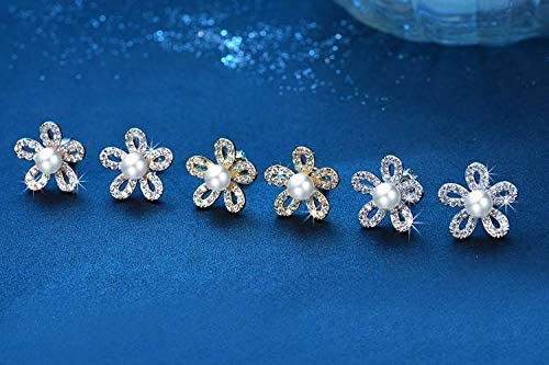 Pendientes de tuerca para mujer con flor de cristal de ley 2