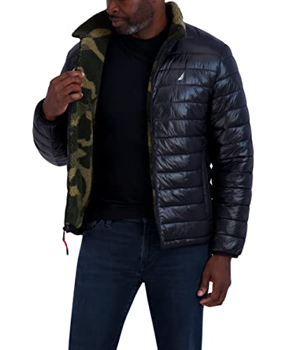 Image of Nautica Men's Sherpa Lined Softshell Jacket - Full Zip, Adjustable Hood, Wind Resistant