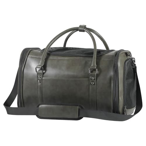 Johomviin Stylish Leather Pet Carrier for Small Dogs and Cats Up to 15 lbs, Airline Approved...