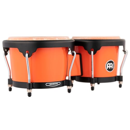 Image of Bongo Drum Set with Durable Synthetic All-weather Shells, Journey Series - NOT MADE IN CHINA - Natural Buffalo Skin Heads, 2-YEAR WARRANTY