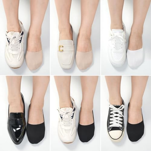 JaosWish No Show Socks Womens for Flats Loafers，No See Footies Nylon Non Slip Invisible Liner Thin Silk Sock 6 Pairs3