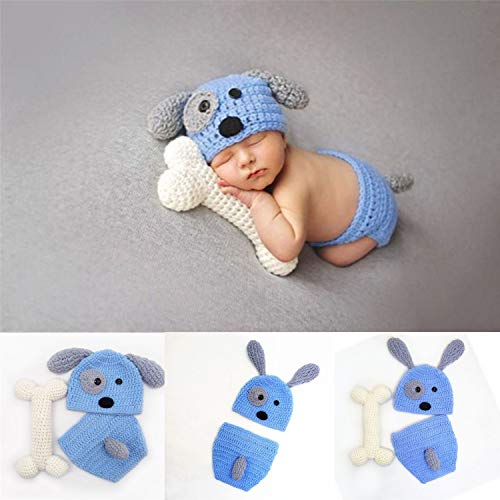 Newborn baby girl boy photo props outfits crochet knitted blue do…