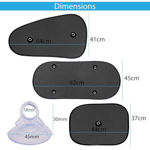 Image of Kingsway Car Window Curtain Sticky Sun Shades for Ford Figo Aspire (2014-2021), Universal Fit Sunshades for Side Window with Rear Windshield, 5 Pieces - Black