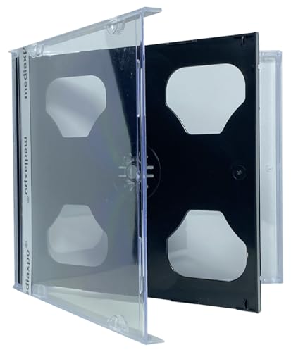 mediaxpo Standard Double CD Jewel Case 10.4mm - Double Capacity - Holds 2 Discs (Black) (Pack of 10)