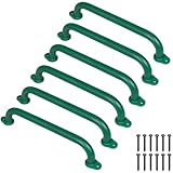 SELEWARE 6-Pack 17-Inch Green Metal Playground Safety Handles – Heavy-Duty, Non-Slip Kids’ Grab Bars for Indoor/Outdoor Playsets, Swing Sets, Playhouses, Treehouses, Jungle Gyms & Climbing Frames