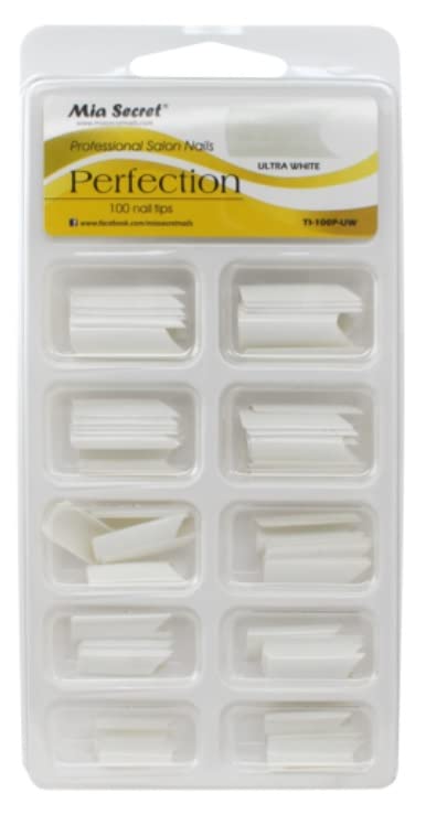 Mia Secret Sistema de uñas profesional 100 puntas de uñas de perfección - Estuche de PVC Blister - Ultra Blanco