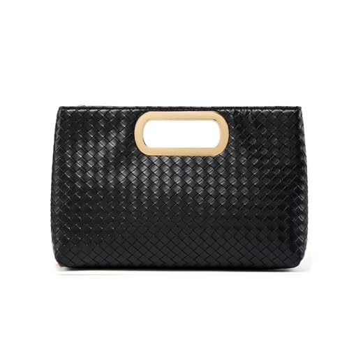 Image of Women's Woven Evening Bag Casual Leather Shoulder Handbag Fashion Clutch Purse