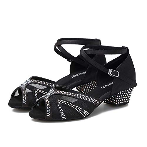 Image of TTdancewear Rhinestones Ballroom Dance Shoes Women Latin Salsa Bachata Performance Dance Shoes Suede Sole
