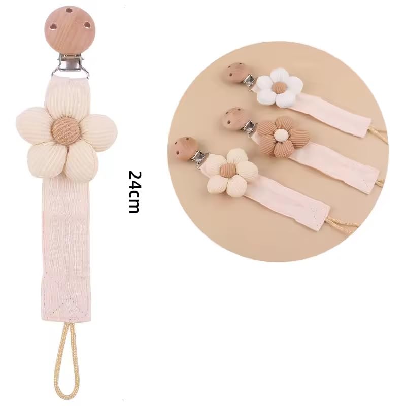 attache tétine personnalisé prénom fille garçon- en gaze coton tissu rose- attache tétine avec fleurs- cadeau nouveau né personnalisé
