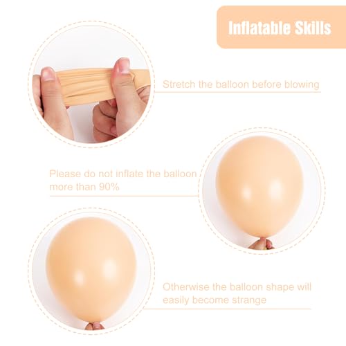 Image of RUBFAC 135pcs Nude Balloons, Latex Boho Beige Apricot Balloon Different Sizes 18 12 10 5 Inch for Garland Arch Wedding Baby Shower Gender Reveal Anniversary Birthday Party Decorations