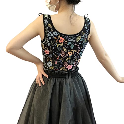 XIXIMAON Women Y2K Vintage Retro Floral Print Bustier Corset Camisole Tie Up Shoulder Lace Tight Bustier Tank Top Aesthetic (Black Flower, XX-Large)