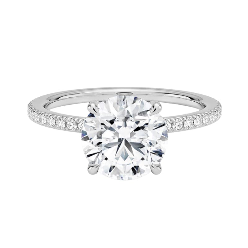 2.30 CTW Round Excellent Cut Moissanite Hidden Halo Pave Basket Solitaire Engagement Ring In Silver 925 For Women,D-VVS1