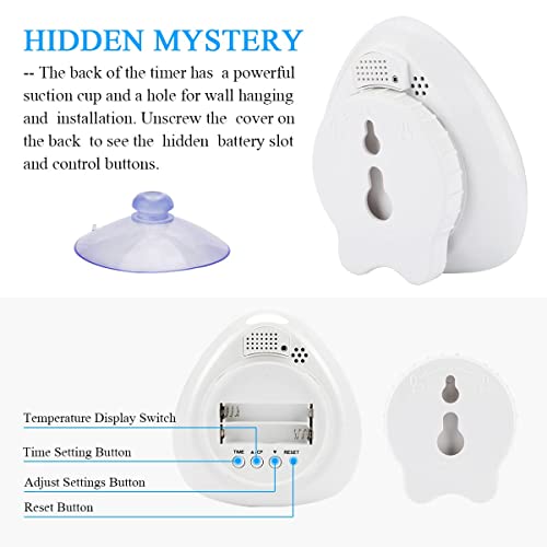 Coikes Digital Bathroom Clock Waterproof Shower Clock Timer LCD / Temperature Humidity Kitchen Clock Timer Visual Countdown Timer Wall Clock with Suction Cup Hanging Hole Stand - Image 4