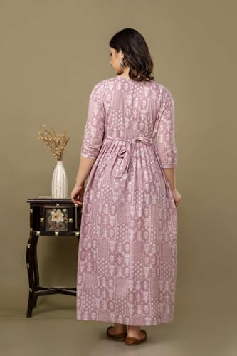 Image of Maternity Feeding Kurtis for Women Cotton - Zip Access Nursing Dress | Comfortable Pregnancy Wear | Stylish Feeding Kurti | Soft Cotton Maternity Dresses for Womens