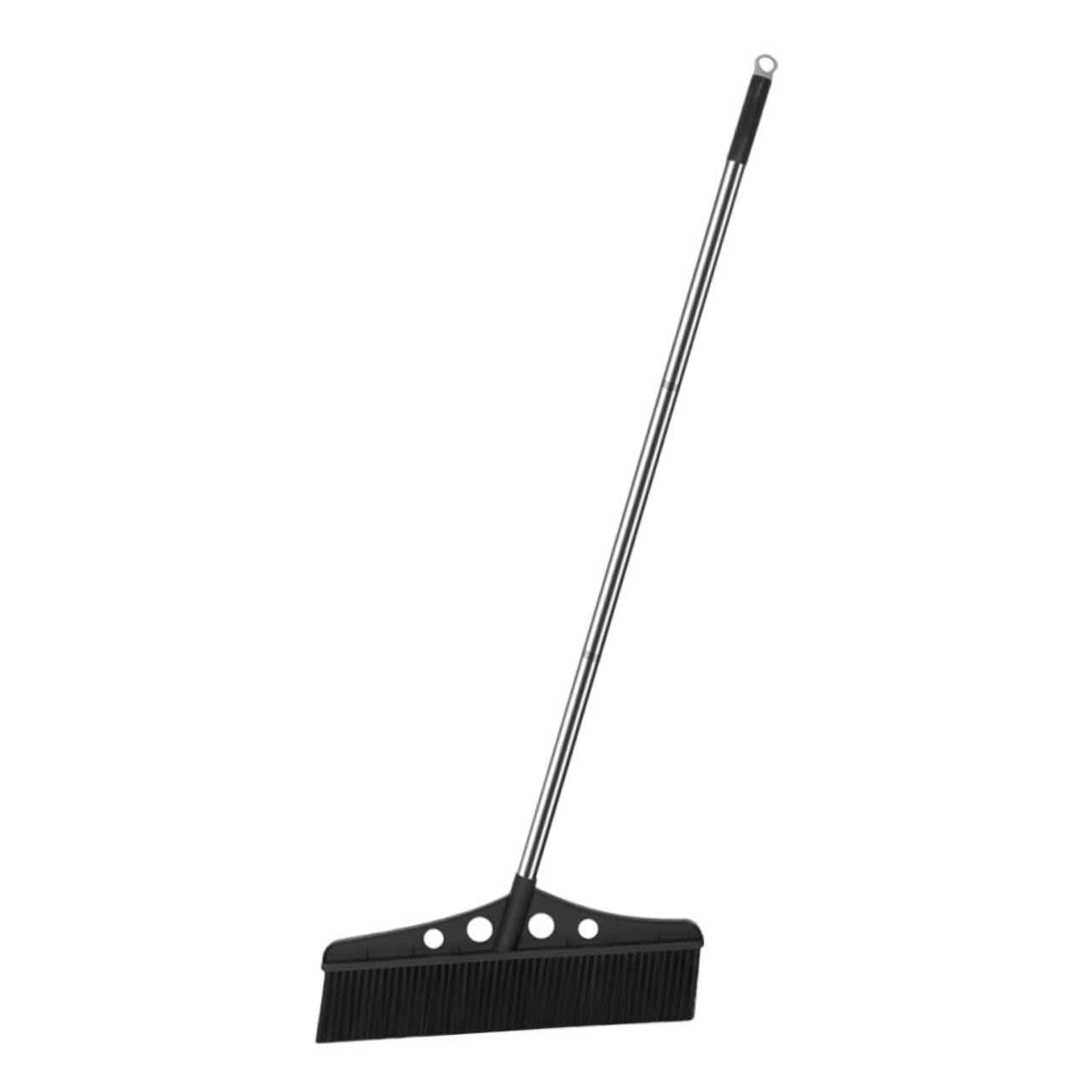 Vaguelly Spazzatrice da Giardino Nero con Manico, Scopa Esterna Robusta in Acciaio Inossidabile e Nylon, Multi-Scena per Balconi e Lawn Sweeper ad Alta Efficienza