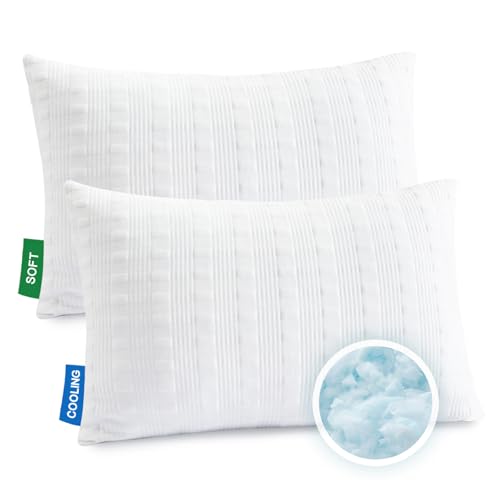Meoflaw Cooling Pillows for Sleeping Standard Size Set of 2,Shredded Memory Foam Bed Pillow,Adjustable Loft Standard Pillow for Side & Back Sleeper-Medium Firm