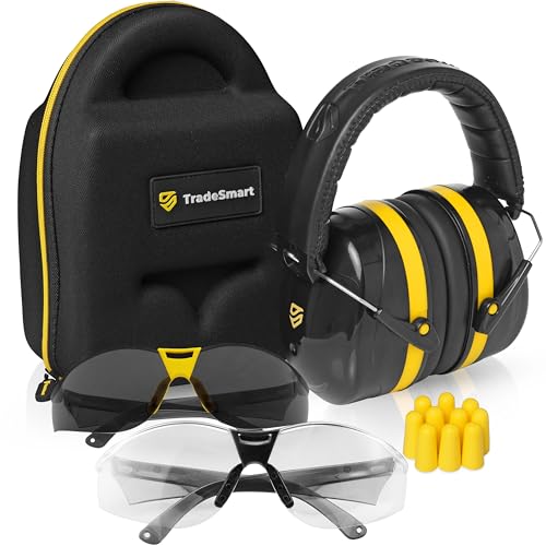 TradeSmart All-in-One Shooting Ear Protection - Comfort+ NRR 28 Earmuffs, Glasses & Earplugs + Carry Case