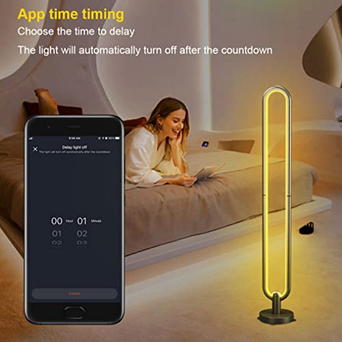 Lampadaire d'angle LED RVB avec télécommande et contrôle via application mobile