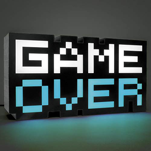 Paladone 8-Bit Pixel Game Over Light - Color Changing Sound Reactive Collectible Decor Lamp