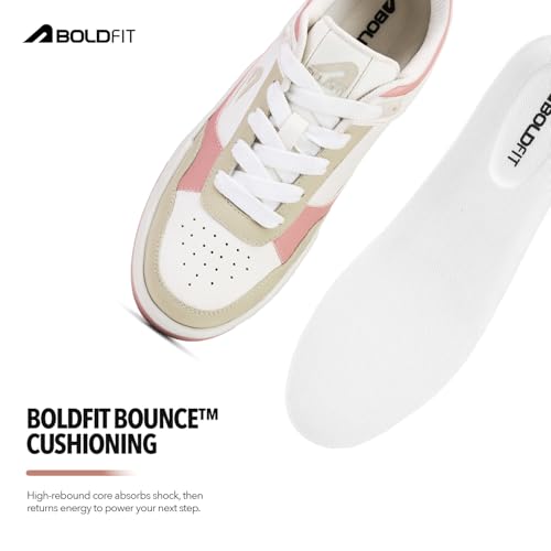Image of Boldfit Sneakers for Women Comfortable Air Faux Leather Shoes for Woman, Lace-Up Casual Girls Shoe, Lightweight Sneaker Shoes for Woman DripWave