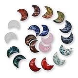 XMHOME Moon Shaped Worry Stones 30mm Assorted Bulk Carved Gemstones 20 Pcs Chakra Crystals Set Jewelry Making Home Decor Gifts