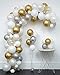 123Pcs Kit de guirnaldas con globos Kit de arcos Plateado de globos blanca y dorada Confeti Lleno de globos de látex Paquete con cinta de globos para cumpleaños Decoración de banquete de boda