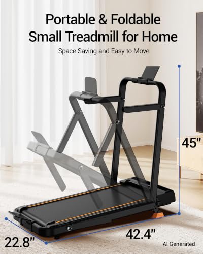 Image of Walking Pad with 16% Incline, 4-in-1 Foldable Treadmill with Handles