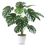 Monstera Kunstpflanzen Groß, 75cm Hoch 18 Zweige Kunstpflanze Splitphilo im Topf Künstliche Pflanzen Plastik Pflanze Deko Modern Wohnzimmer Balkon Schlafzimmer Zimmer Hochzeit Party