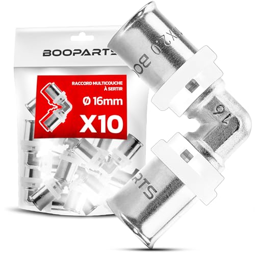 BOOPARTS – 10 Pièces – Coude Égal à Sertir Ø16 (16–16 mm) | Raccord Coudé 90° Multicouche Contour TH | Raccord Plomberie Chauffage Étanche pour Eau Chaude et Sanitaire