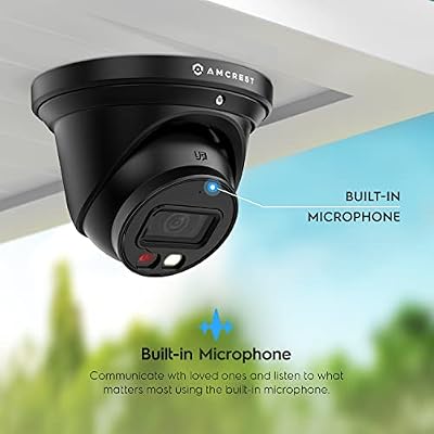 Amcrest 4K Night Color AI Turret IP PoE Camera 49ft Full Color Nightvision, Security IP Camera, Built-in Microphone, Human Detection, Perimeter Protection, 129 FOV, 4K@15fps IP8M-2779EB-AI (Black)