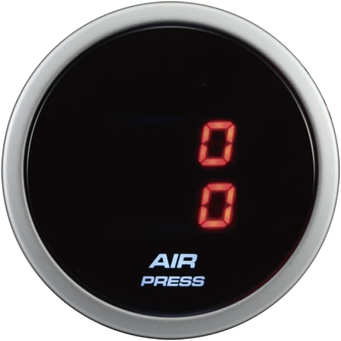 MOTOR METER RACING 52mm 2-1/16" Digital Dual Air Pressure Gauge Air Ride & Air Bag Suspension System Red LED 220 PSI