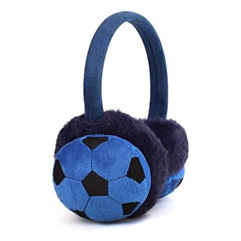 Cute Cartoon Footballs Earmuff Girls Boys Plush Winter Ear Warmers Soft Furry Outdoor Ear Muff Kids Ear Cover Anti-Cold Ear Protector EarflapThermal Earlap Handband Birthday Xmas Gifts Cover