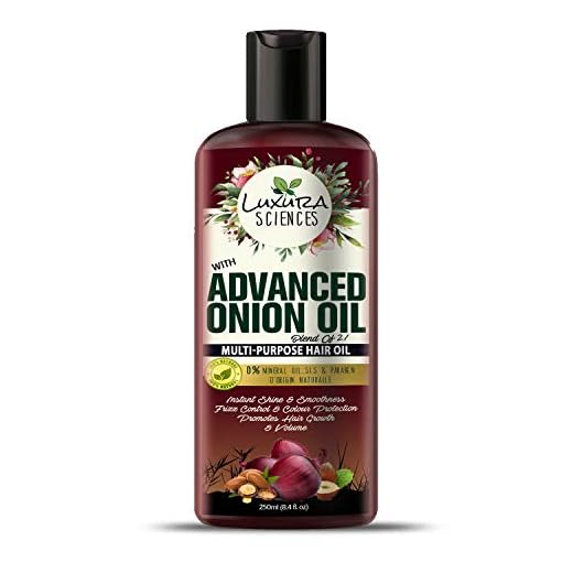 Luxura Sciences Advanced Onion Hair Oil For Hair Growth 250ml, Hair Stimulant with 21 Proven Natural Ingredients. Free From Mineral Oil, Silicones & Parabens.