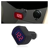 Car LED Cigarette Lighter Voltage Meter,Digital Display Car Battery Monitor 12V,Universal Electric Battery Voltage Meter Car Accessories for Most Cars Trucks SUVs Motorcycles (1PCS)