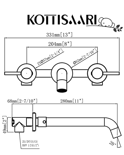 Wall Mount Tub Filler，Two Handle Bathtub Faucet, Extra Long Spout Reach With High Water Flow, Brass Rough In Valve Included, Oil Rubbed Bronze… #TOP7