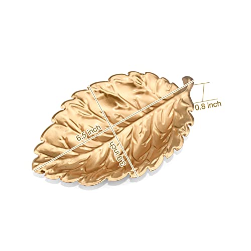 Metal Jewelry Tray Vintage Trinket Dish Rose Gold Small Leaf Decorative Tray Birthday Gift For Mom, Friend, Women, Jewelry Holder For Ring, Earring, Bracelet, Key, Wedding Bride Gift Dresser Decor #TOP1