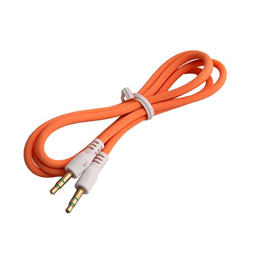 Cable auxiliar audio 3.5mm macho a macho 90cm naranja miniatura 1