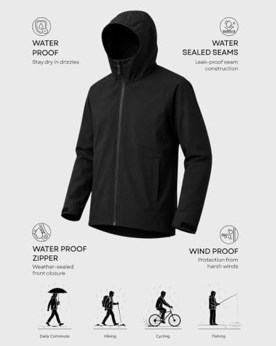 Image of Nobero Men's RainBloc Waterproof Jacket | Windproof Hooded Rain Jacket